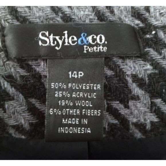 STYLE & CO PETITE HOUNDSTOOTH COAT SZ.14P EUC. - Picture 4 of 5